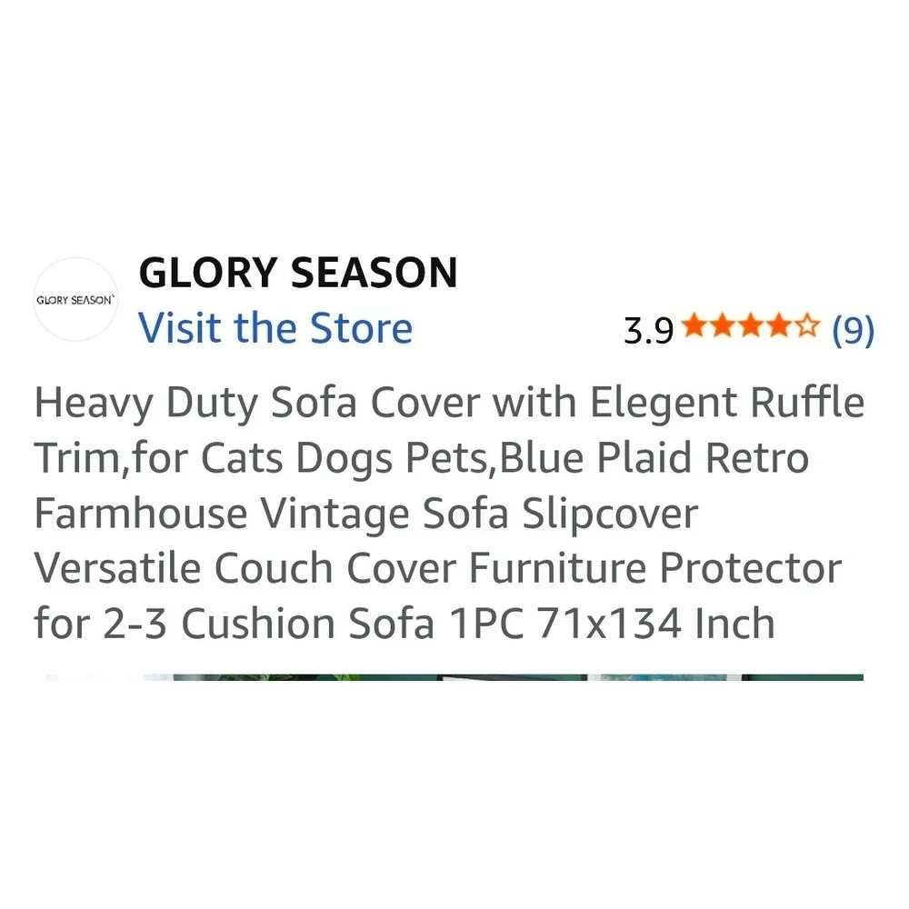 Ivory‎ and Blue Plaid Sofa Cover Furniture Protector Couch Cover 71x134